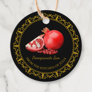 Zelfgemaakte Granaatappel Jam Hang Label l Zwart