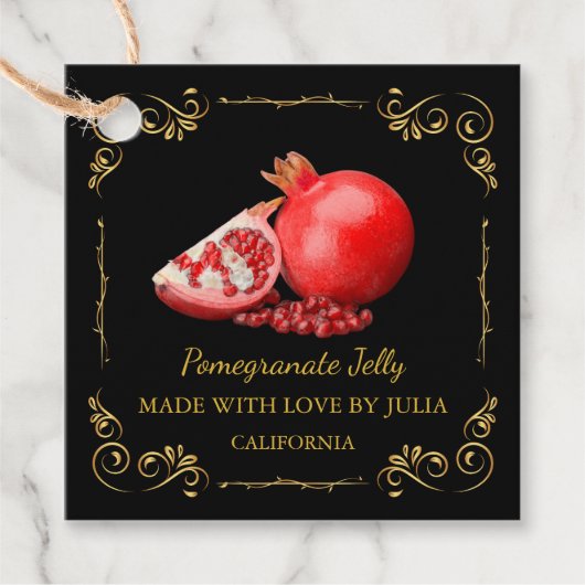 Zelfgemaakte Granaatappel Jelly Square Hang Label (Voorkant)