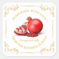 Zelfgemaakte Granaatappel Jelly Square Label