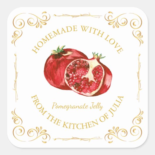  Zelfgemaakte Granaatappel Jelly Square Label (Voorkant)