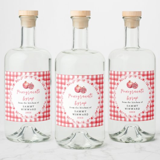 Zelfgemaakte Granaatappelstroop Fles Etiket (Flessen)