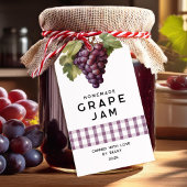 Zelfgemaakte Grape Jam met geruit patroon Cadeaulabel