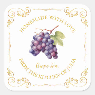 zelfgemaakte Grape Jam Square Label