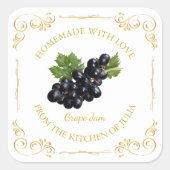 zelfgemaakte Grape Jam Square Label (Voorkant)