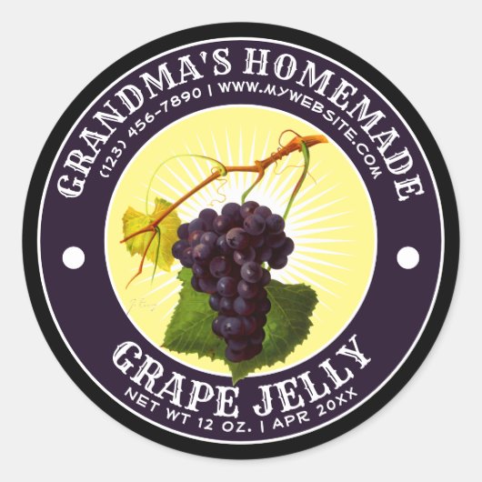  Zelfgemaakte Grape Jelly Label Sjabloon (Voorkant)