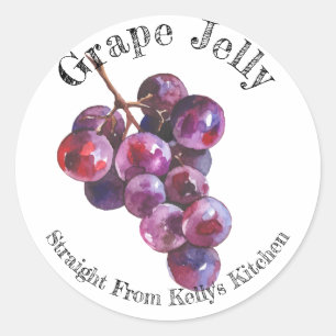 Zelfgemaakte grape jelly voedseletiket voor thuis ronde sticker
