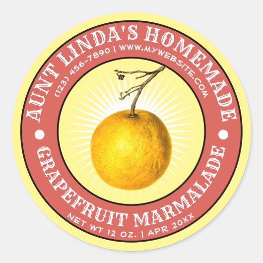 Zelfgemaakte Grapefruit Marmalade Label Sjabloon (Voorkant)