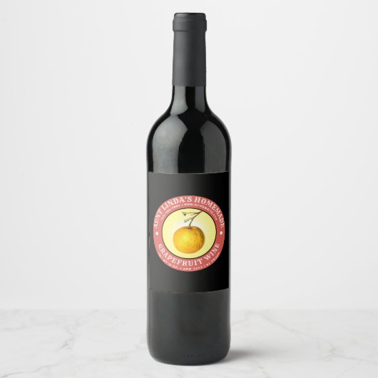 Zelfgemaakte Grapefruit Wine Label Sjabloon Wijn Etiket (Voorkant)