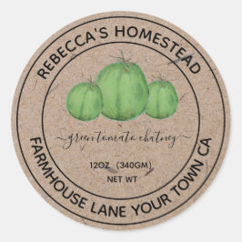 Zelfgemaakte groene tomatenchutney inmaaklabel ronde sticker
