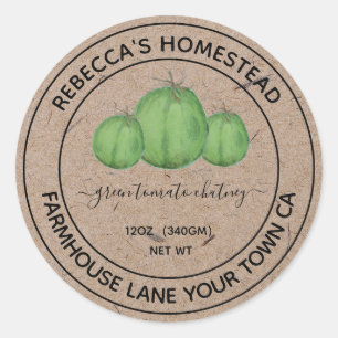 Zelfgemaakte groene tomatenchutney inmaaklabel ronde sticker
