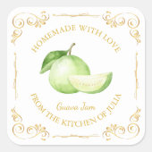 zelfgemaakte guava jam square label (Voorkant)