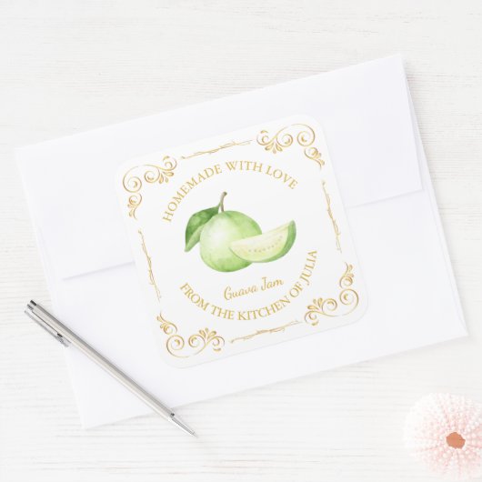 zelfgemaakte guava jam square label (Envelop)