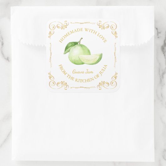  zelfgemaakte guava jam square label (Tas)