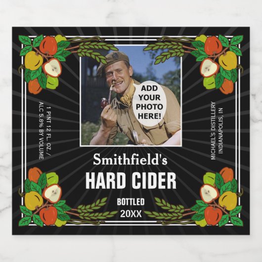 Zelfgemaakte harde appelcider aangepaste foto zwar bier etiket (Enkel label)