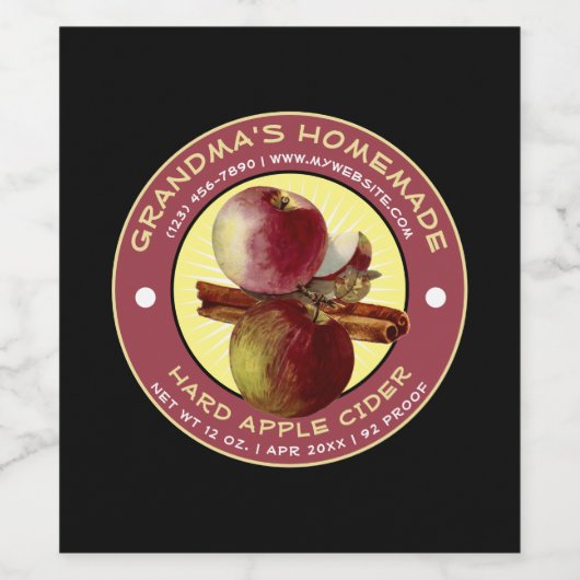 Zelfgemaakte harde appelcider Sjabloon Wijn Etiket (Enkel label)