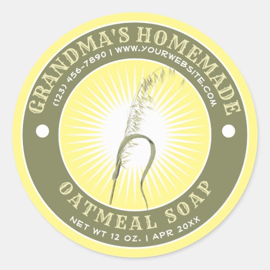 Zelfgemaakte havermout zeep label Sjabloon (Voorkant)