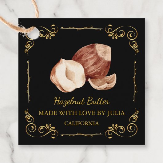 Zelfgemaakte Hazelnoot Butter Square Hang Label (Voorkant)