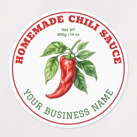 Zelfgemaakte hete chilisaus productlabel labels (Design 1)
