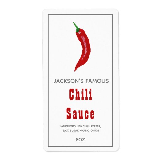Zelfgemaakte Hete Saus | Chilisaus Etiket (Voorkant)