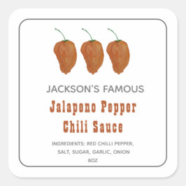 Zelfgemaakte Hete Saus Jalapen Peper Chili Saus L Vierkante Sticker