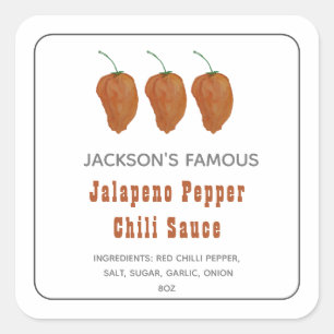 Zelfgemaakte Hete Saus Jalapen Peper Chili Saus  L Vierkante Sticker