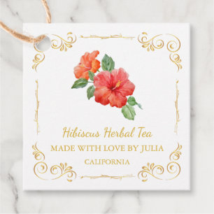 zelfgemaakte Hibiscus Tea Square Hang Label