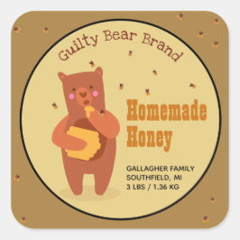 Zelfgemaakte Honey Jar Vierkante Sticker