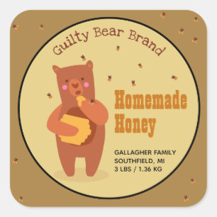Zelfgemaakte Honey Jar Vierkante Sticker