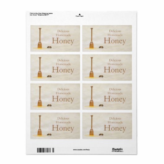 Zelfgemaakte honing etiket (Full Sheet)