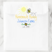 Zelfgemaakte honing - gepersonaliseerd ronde sticker (Tas)