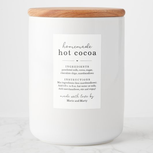 Zelfgemaakte Hot Cacao Mix Gift Label Voedselcontainer Etiket (Voorkant)