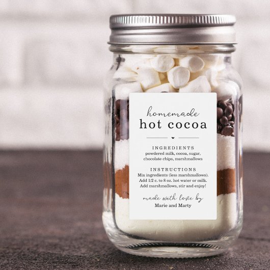Zelfgemaakte Hot Cacao Mix Gift Label Voedselcontainer Etiket
