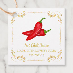 zelfgemaakte Hot Chili Sauce Square Hang Label