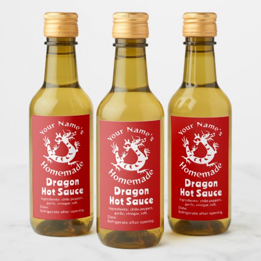 Zelfgemaakte Hot Sauce Chili Pepper Chinese Dragon Wijn Etiket (Flessen)