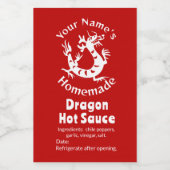 Zelfgemaakte Hot Sauce Chili Pepper Chinese Dragon Wijn Etiket (Enkel label)