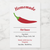 Zelfgemaakte Hot Sauce Label Sticker - Chili Peppe (Enkel label)
