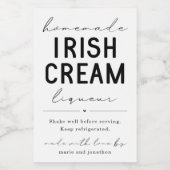 Zelfgemaakte Ierse crème likeur flesetiket Wijn Etiket (Enkel label)