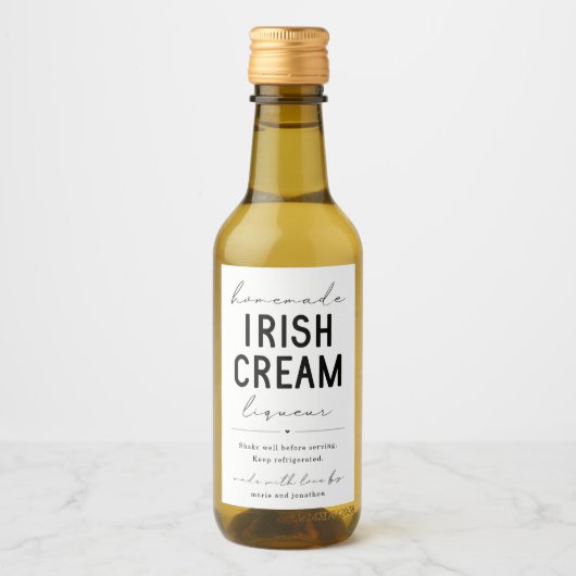 Zelfgemaakte Ierse crème likeur flesetiket Wijn Etiket (Voorkant)