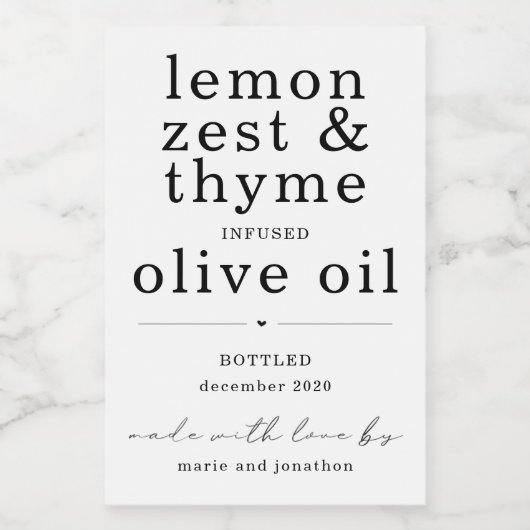 Zelfgemaakte Infused Olive Oil Label - Drie Lijnen Wijn Etiket (Enkel label)
