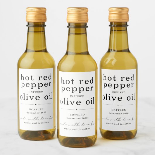Zelfgemaakte Infused Olive Oil Label - Twee regels Wijn Etiket (Flessen)
