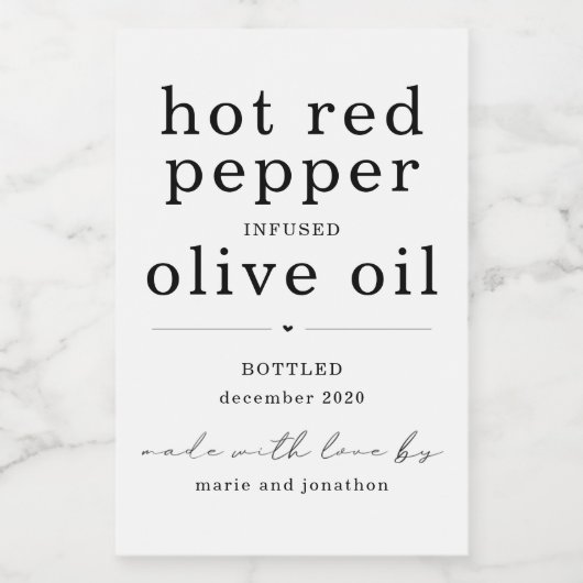 Zelfgemaakte Infused Olive Oil Label - Twee regels Wijn Etiket (Enkel label)
