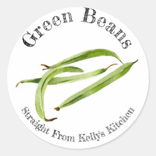 Zelfgemaakte Ingeblikte Groene Bonen Voedingslabel Ronde Sticker
