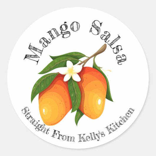 Zelfgemaakte Ingeblikte Mango Salsa Voedsetlabel Ronde Sticker (Voorkant)