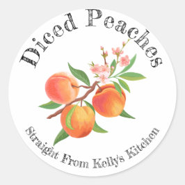 Zelfgemaakte Ingeblikte Perziken Voedingslabel Ronde Sticker