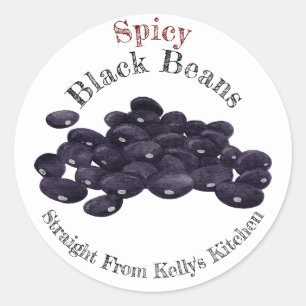 Zelfgemaakte Ingeblikte Spicy Zwarte Bonen Voedsel Ronde Sticker