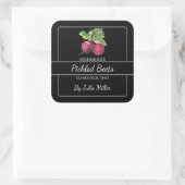 Zelfgemaakte ingelegde bieten vierkant label zwart (Tas)