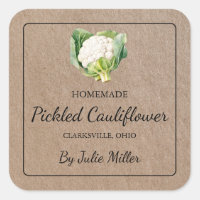 Zelfgemaakte ingelegde bloemkool Kraft papier labe