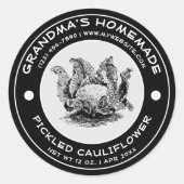 Zelfgemaakte ingelegde bloemkool Label Sjabloon (Voorkant)