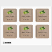 Zelfgemaakte ingelegde courgette vierkante kraftpa sticker (Vel)