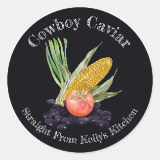 Zelfgemaakte Ingemaakte Cowboy Caviar Voedsetlabel Ronde Sticker